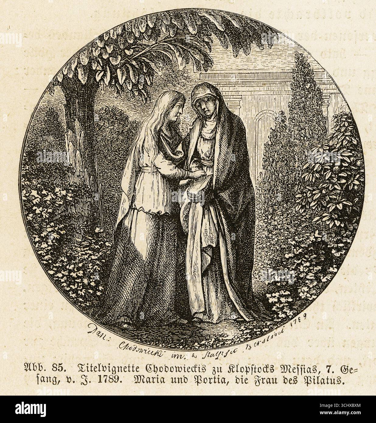 Mary and Pilate's woman, Portia (Procula), German literary history, by Robert Koenig, 9th edition from 1881 Stock Photo