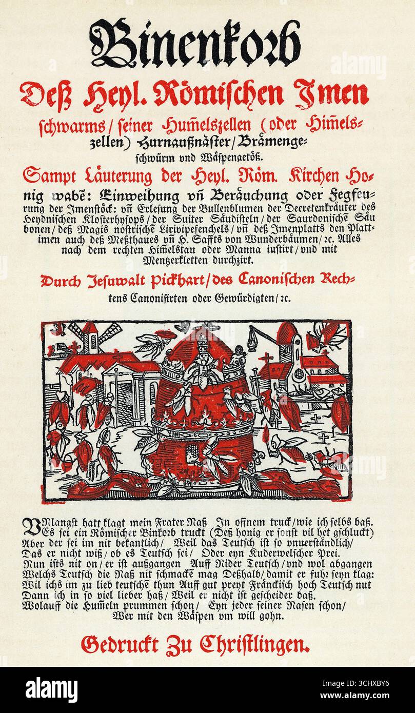 Mockery book from 1581 about the state, depicted as a bee state, literary history, by Robert Koenig, 9th edition from 1881 Stock Photo