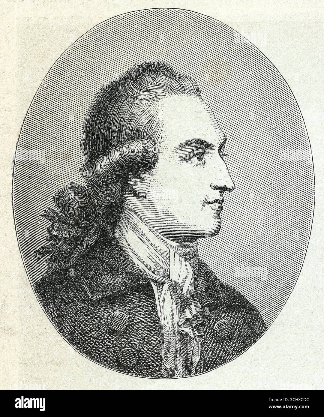 Johann Wolfgang von Goethe (1749-1822), 1779, German Literary History, by Robert Koenig, 9th edition from 1881 Stock Photo