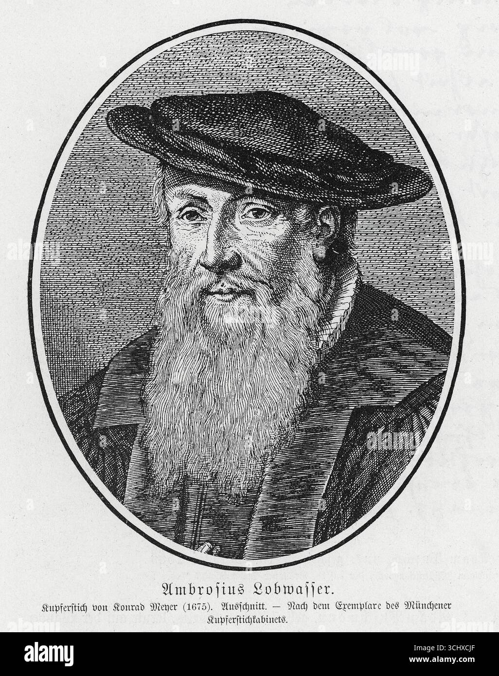 Ambrosius Lobwasser (1514-1585) Copperplate engraving from Koennecke Bilderatlas zur Geschichte der Deutschen Litteratur Marburg, 1887 Stock Photo