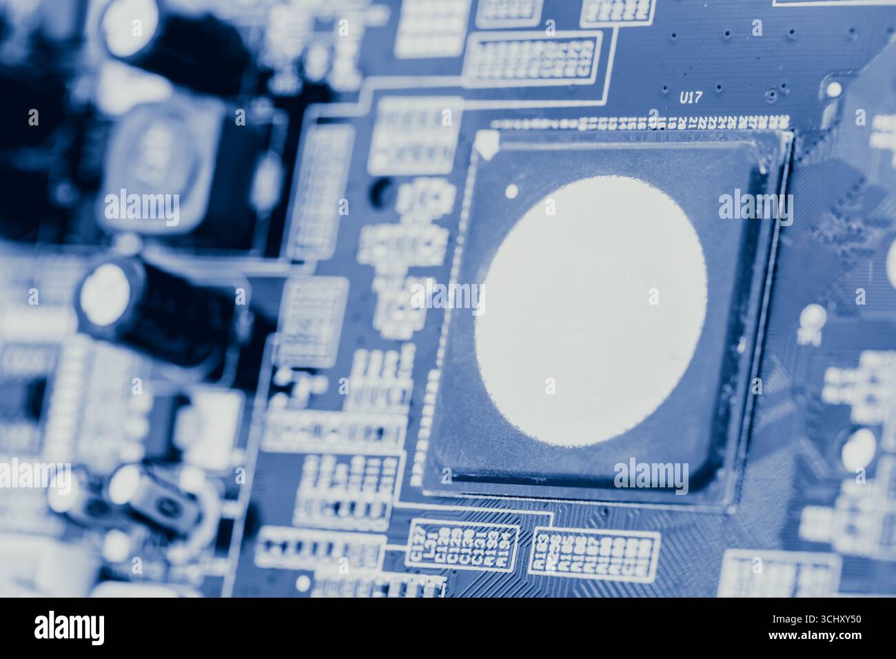 Computer Chip, Chip War Concept. closeup computer ship micro controller for digital technology background. Stock Photo