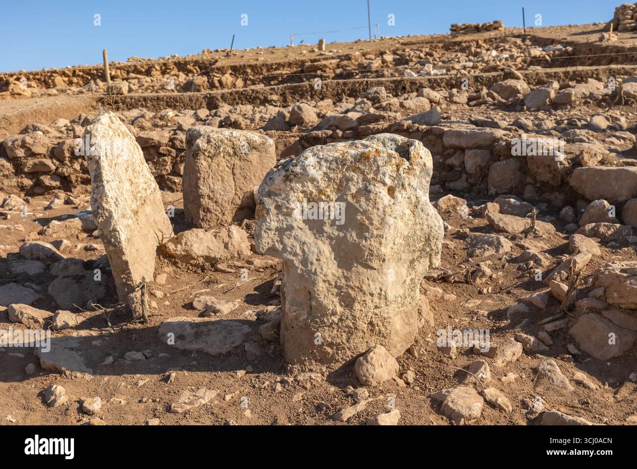 Karahan tepe or Karahantepe archaeological site in Sanliurfa Turkey. Pre-Pottery Neolithic archaeological site. Stock Photo