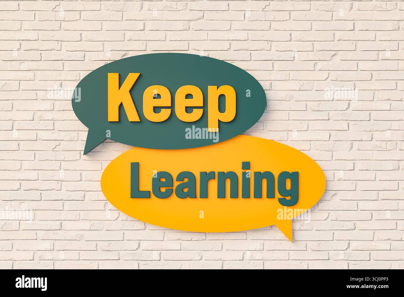 Keep learning. Keep learning. Cartoon speech bubble in yellow and dark ...