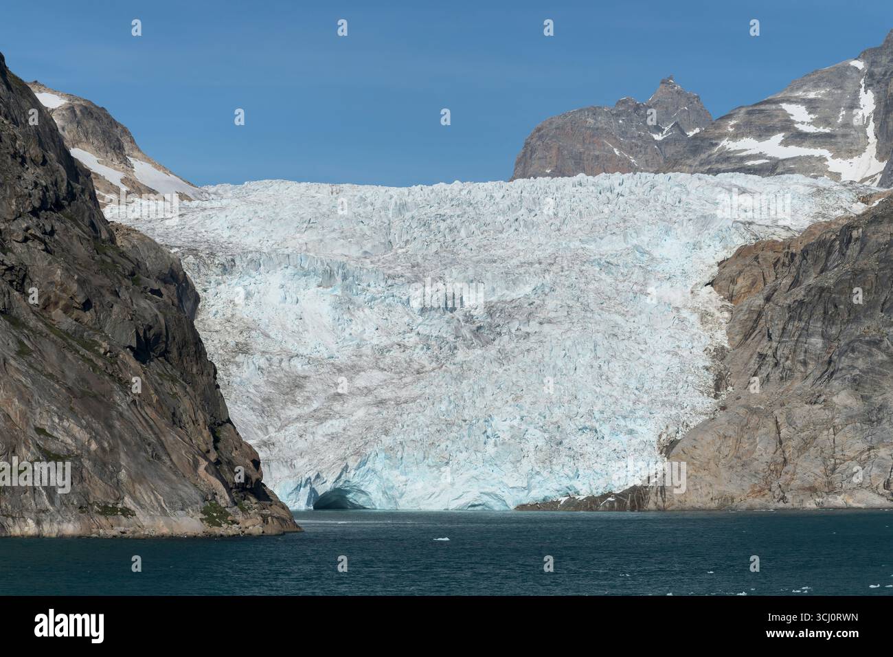 mountain scenery with glacier, Prince Christian Sound, Greenland, 3 August 2025 Stock Photo