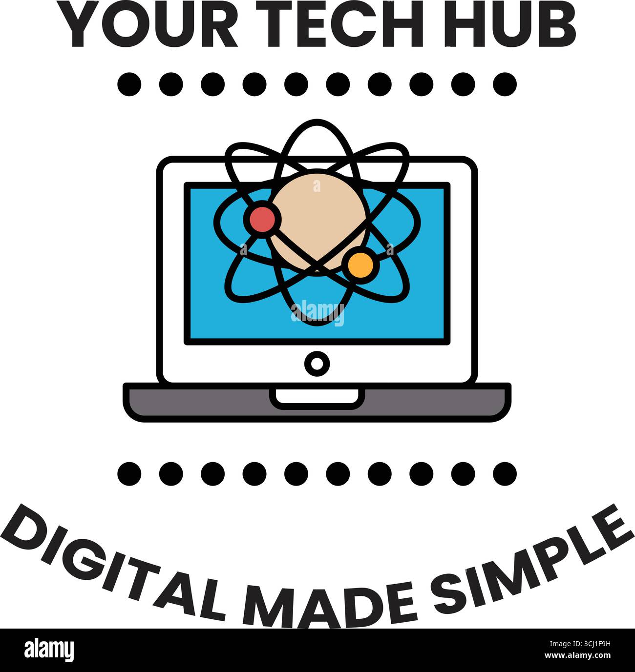 A computer monitor with a blue background and a white logo that says ...