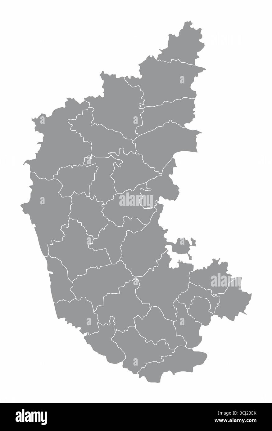 Karnataka administrative map isolated on white background, India Stock Vector