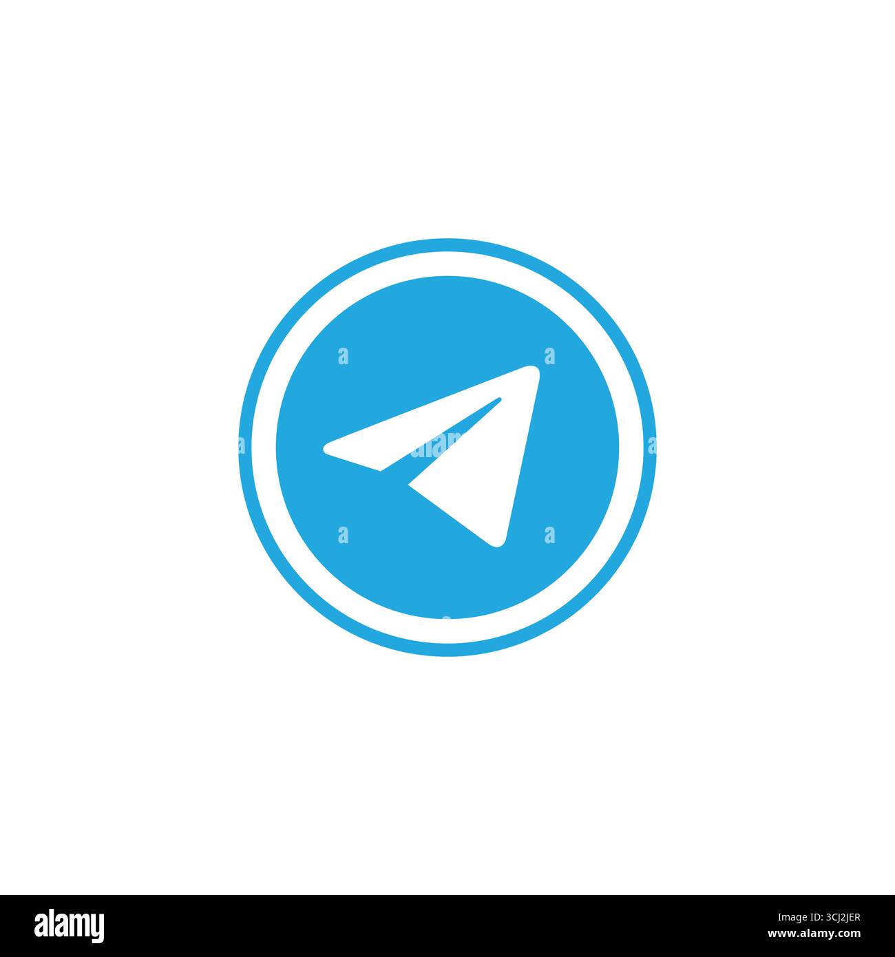 High quality Telegram messenger blue circular logo with double outline ...
