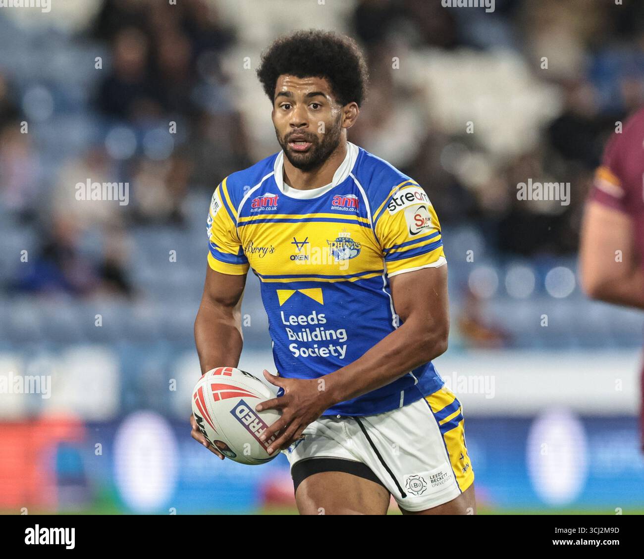 Kallum Watkins of Leeds Rhinos with the ball during the Betfred Super ...