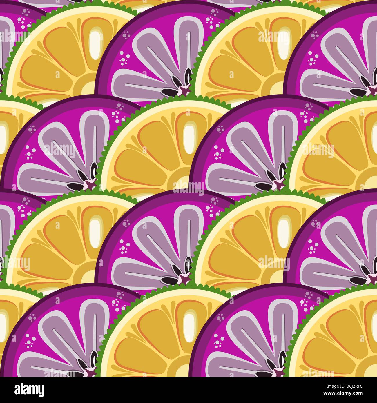 Jackfruit and star apple slices seamless pattern vector illustration Stock Vector