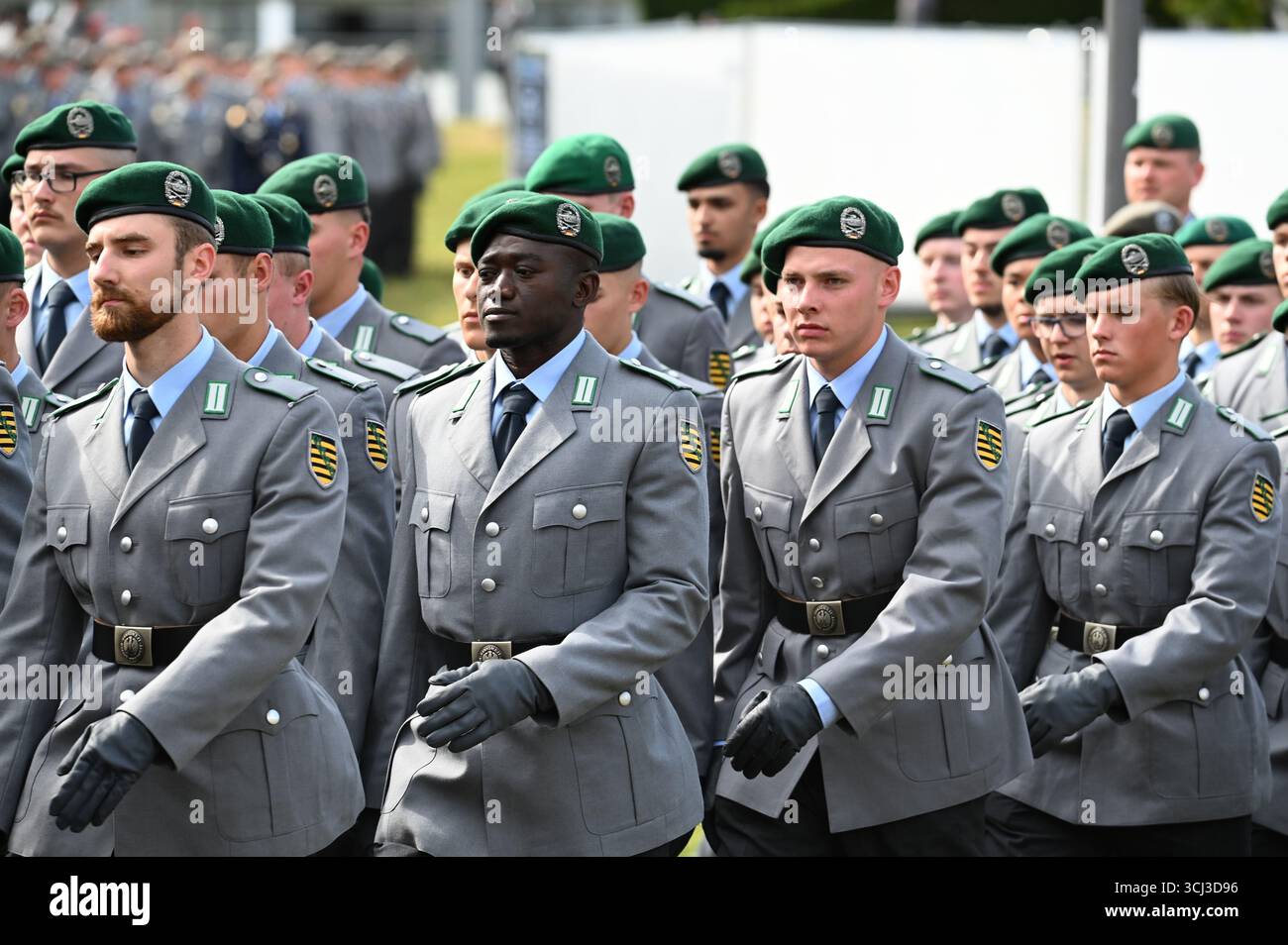 Soldiers march in for the oath of allegiance. Solemn oath of allegiance ...