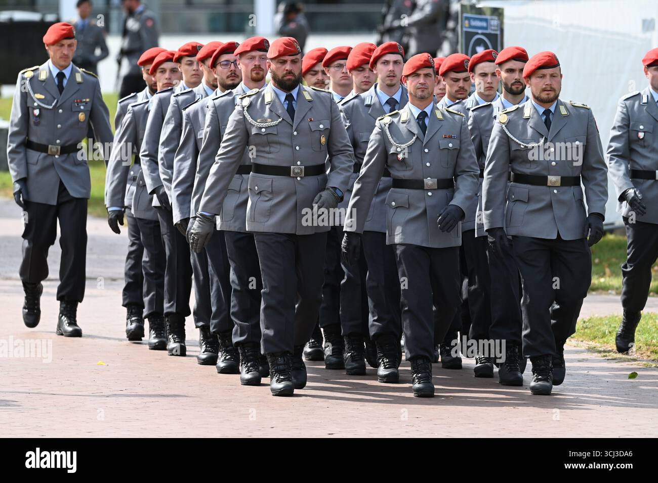 Soldiers march in for the oath of allegiance. Solemn oath of allegiance ...