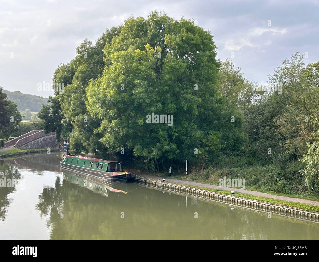 Moored narrowboat at Foxton Locks in Leicestershire, UK - Smartphone Captured Stock Image