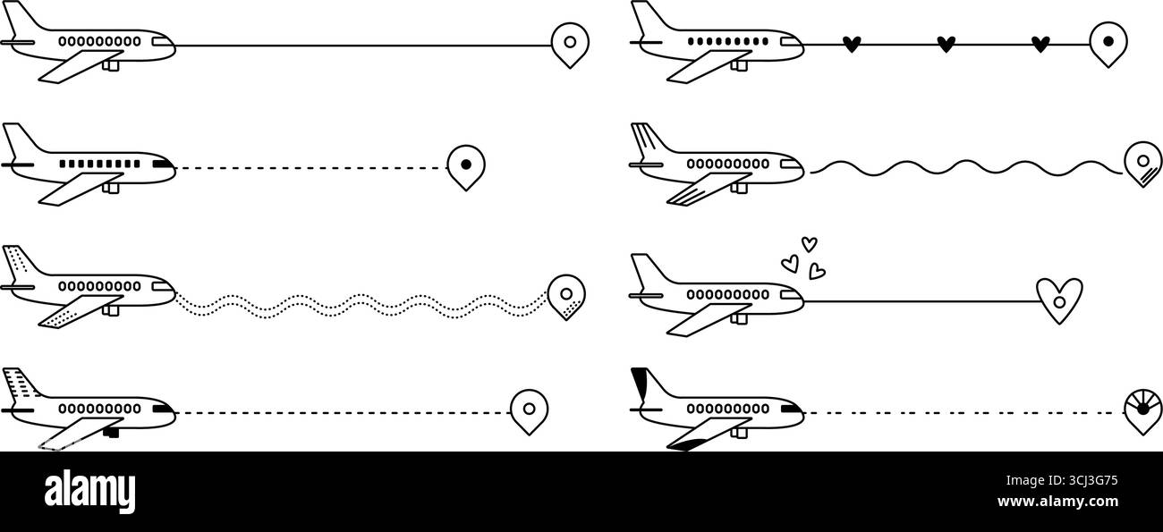 Airplane routes black line hi-res stock photography and images - Alamy