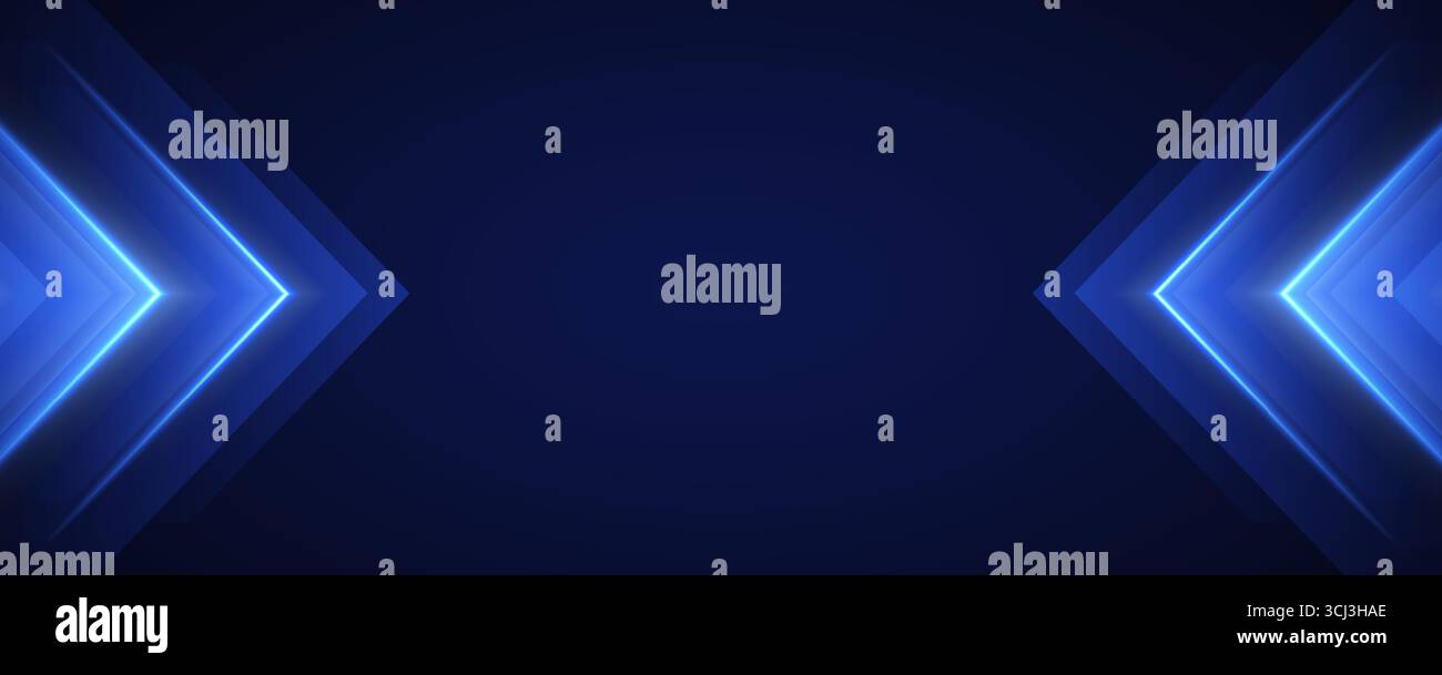 Glowing blue arrows background, dynamic glowing pointers backdrop, fast motion. Stock Vector
