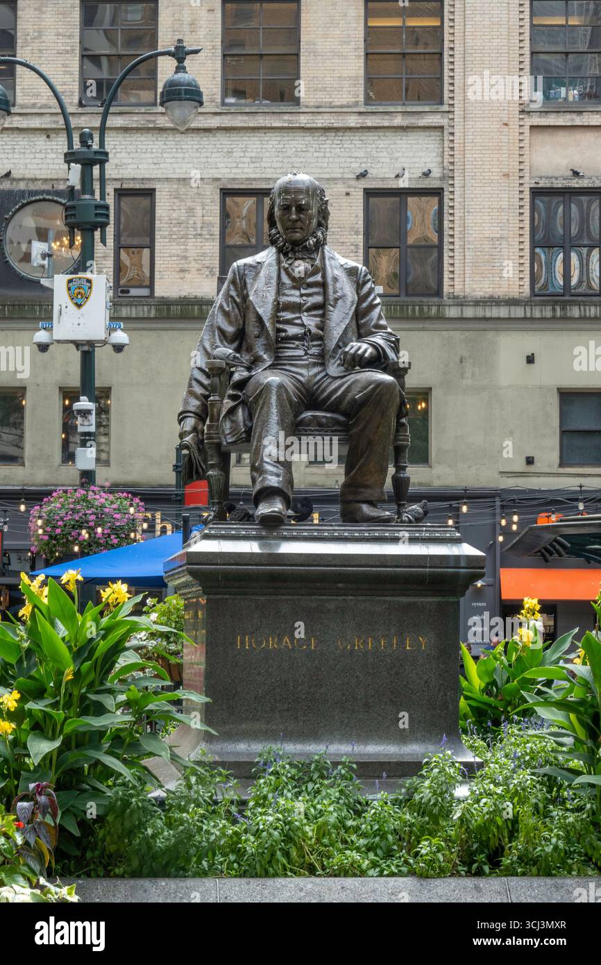 Statue  of Horace Greeley s, Greeley square, NYC, USA  2025 Stock Photo
