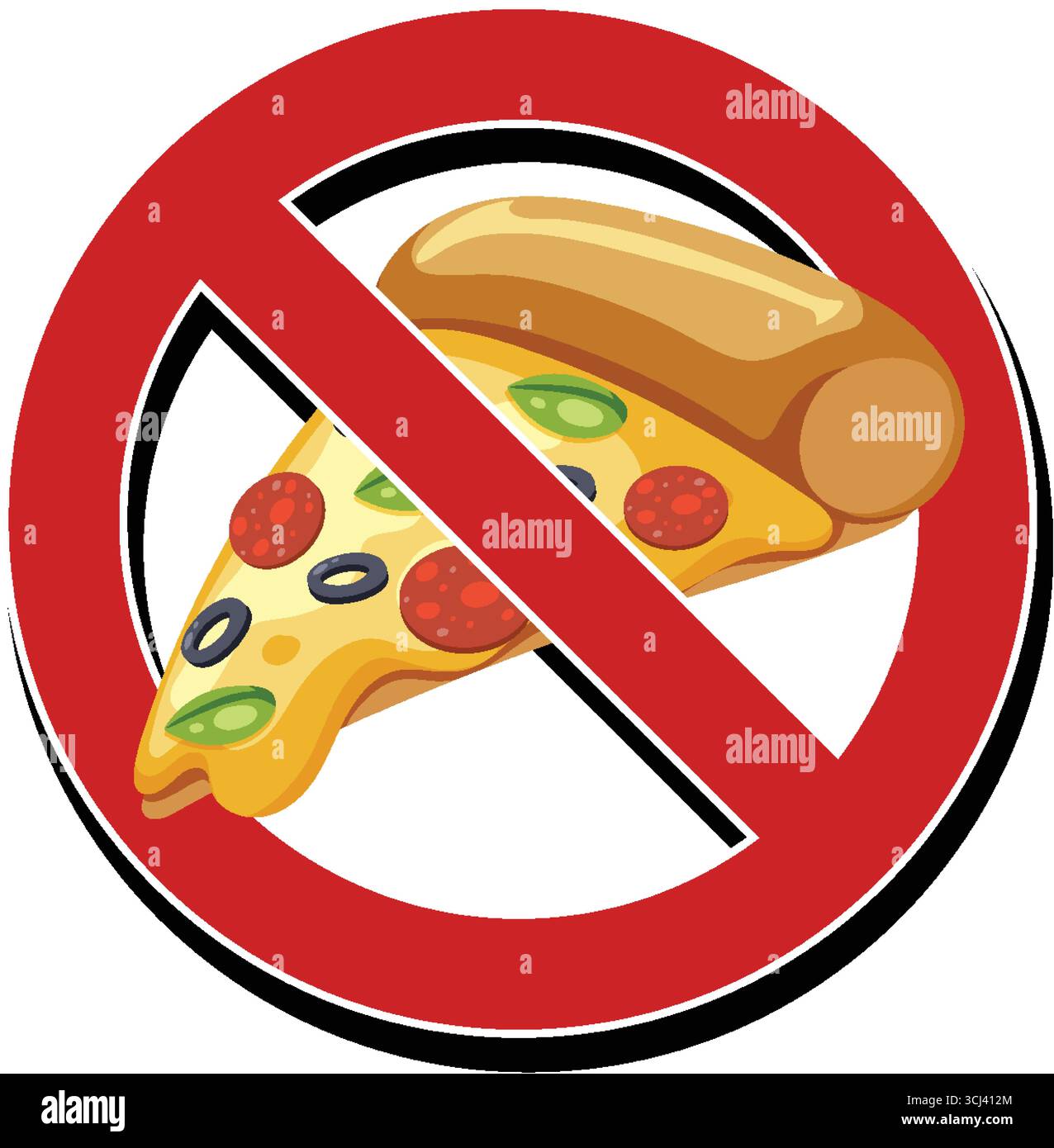 Slice Sign In Flat vector of prohibition sign over pizza slice and hot dog, bold red ...