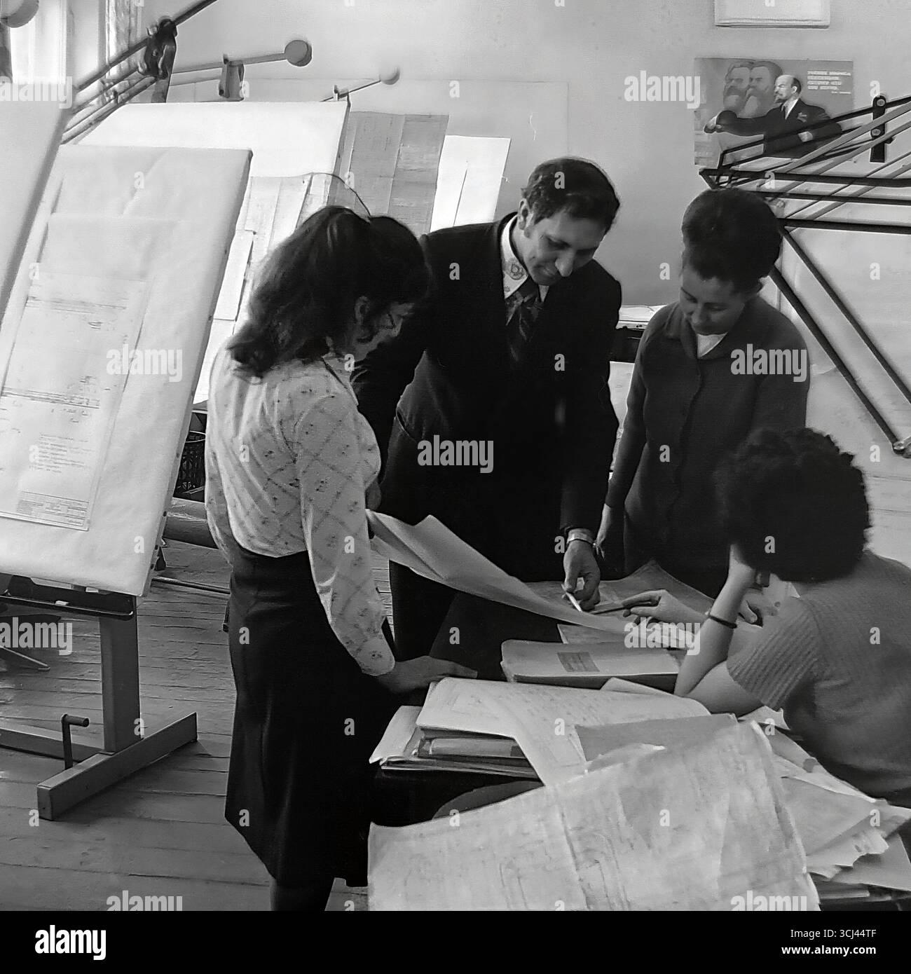 Intellectual Labour Engineers in a design bureau at a plant in Sloviansk collectively ...