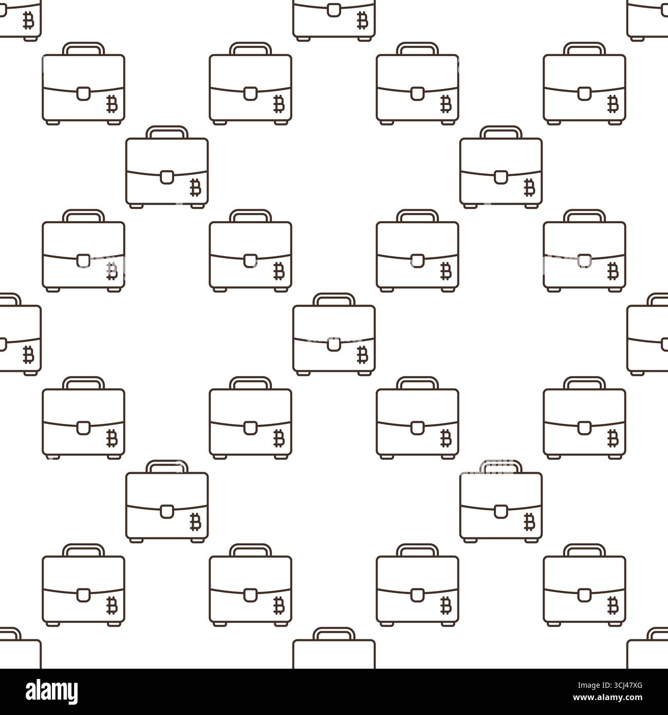 Bitcoin Briefcase vector BTC Accumulation concept linear seamless pattern Stock Vector