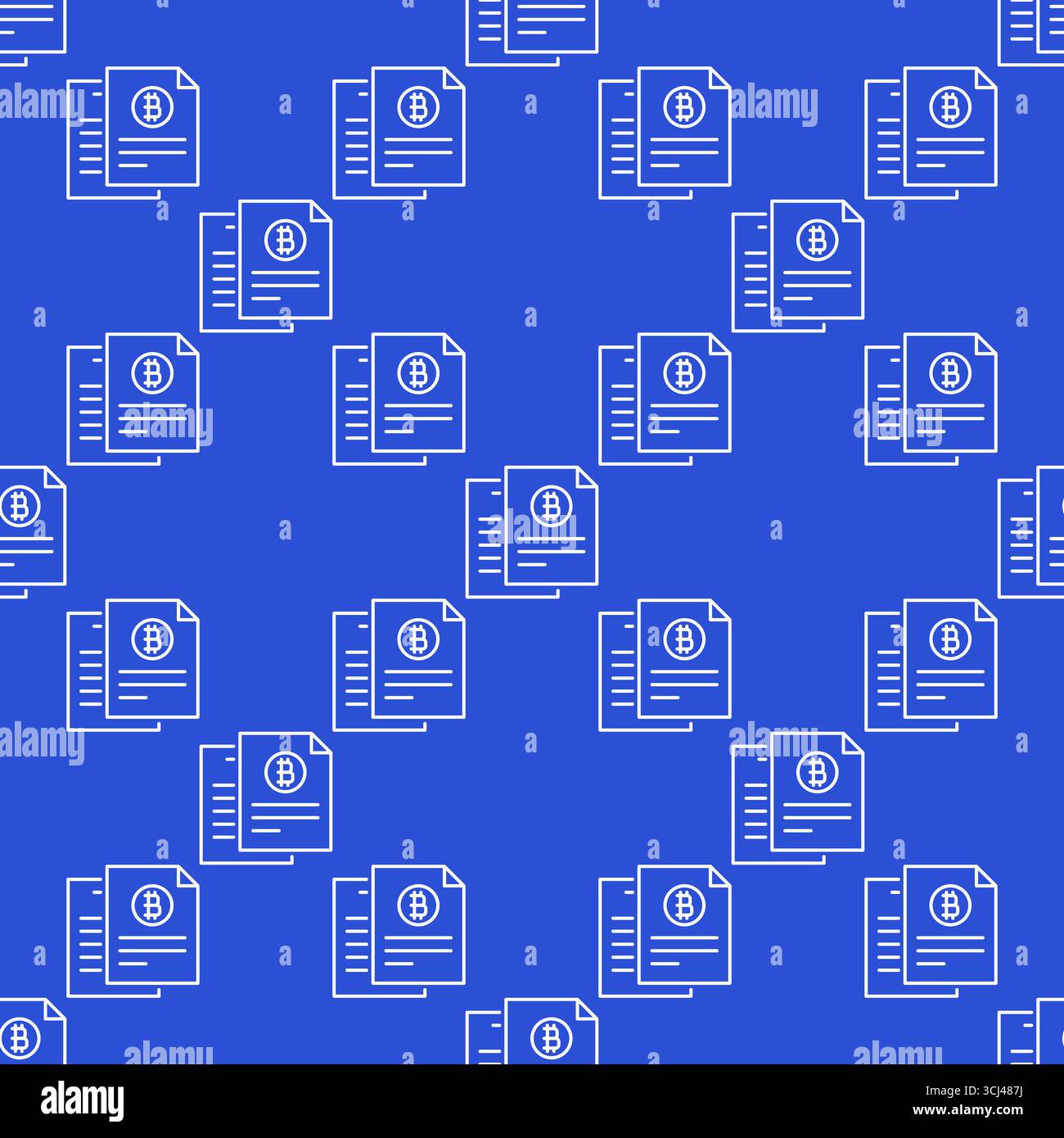 Bitcoin document vector BTC Accumulation concept linear seamless pattern Stock Vector