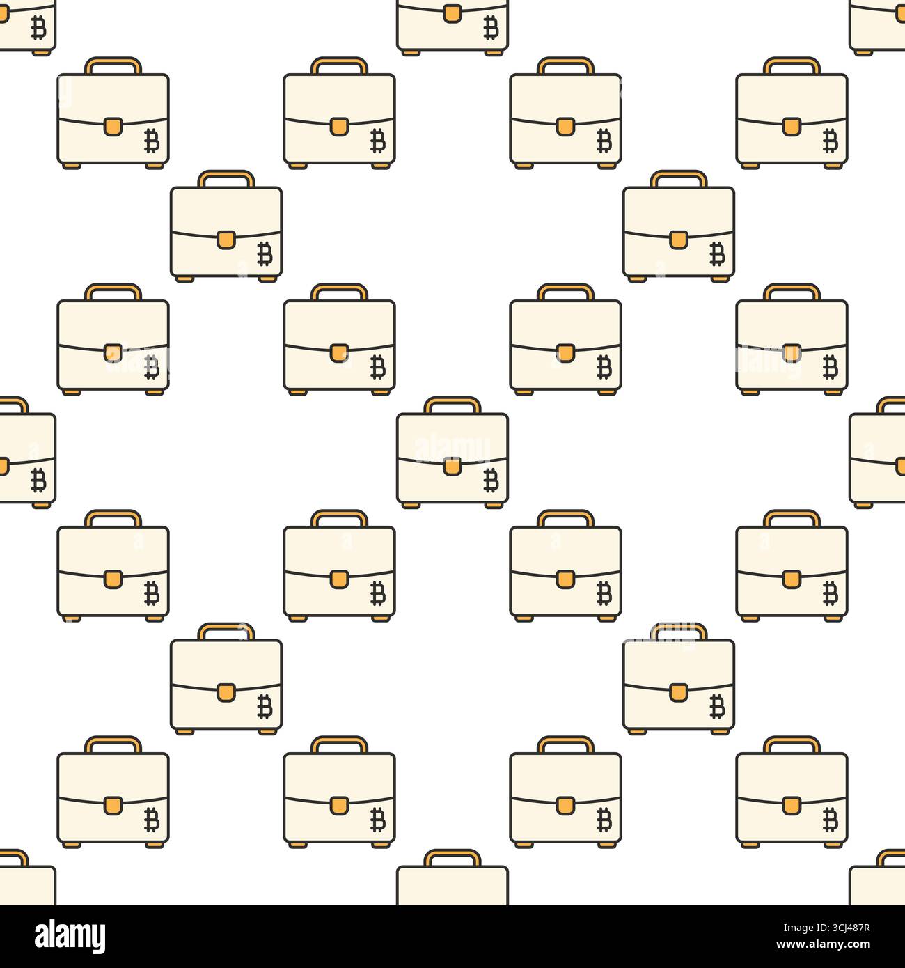 BTC Briefcase vector Bitcoin Accumulation concept colored seamless pattern Stock Vector