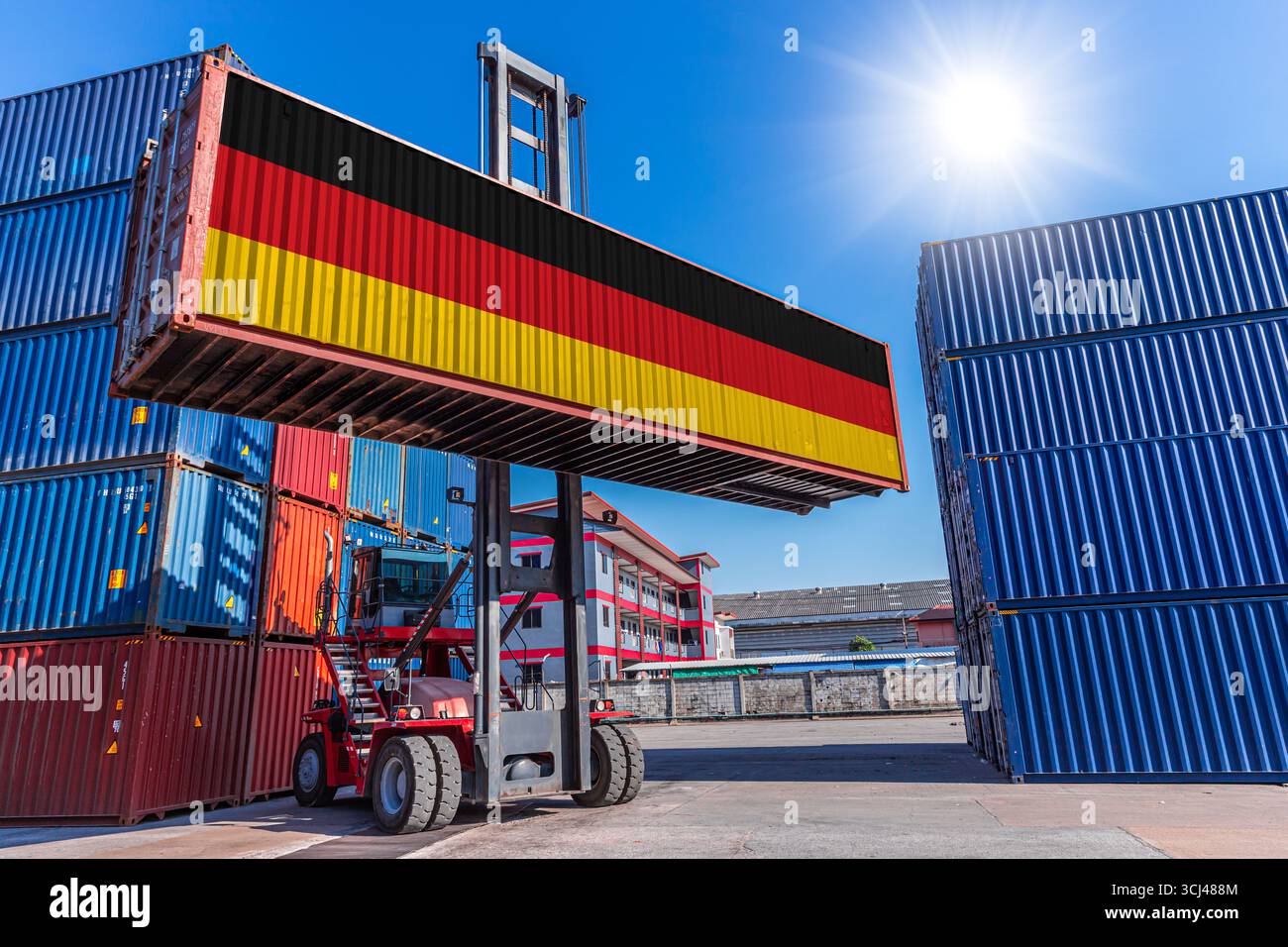 Products container, Shipping cargo goods with Germany flag for import ...