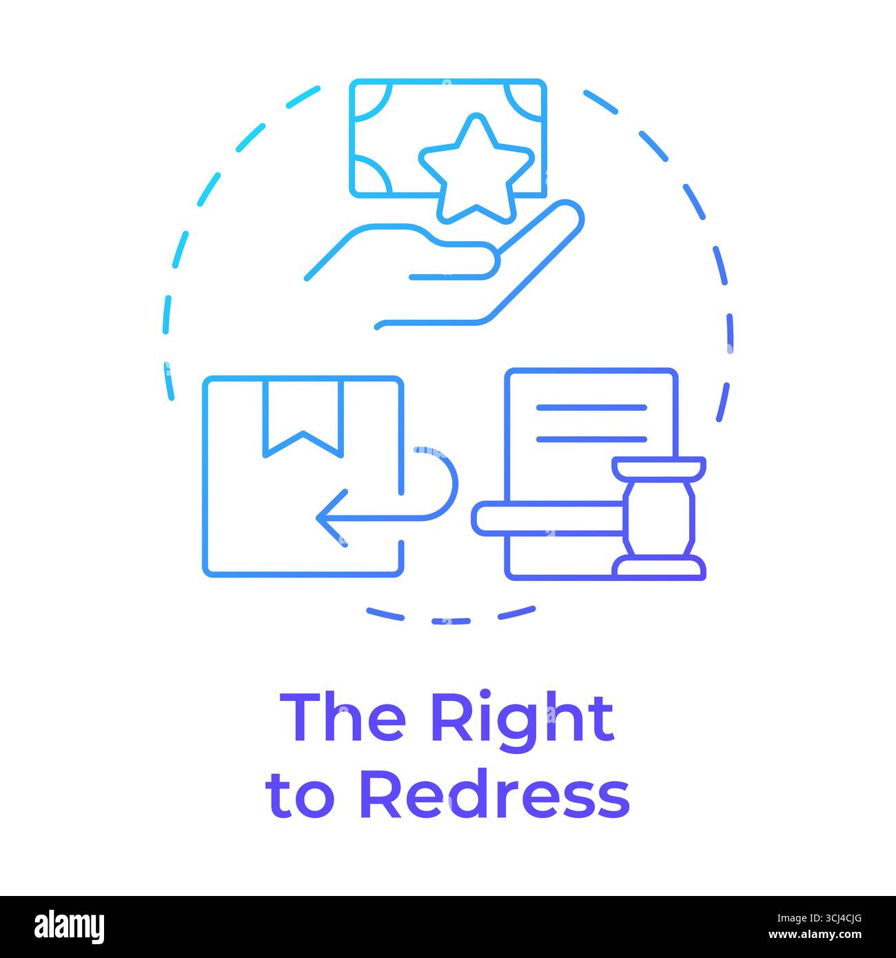 Right to redress blue gradient concept icon Stock Vector
