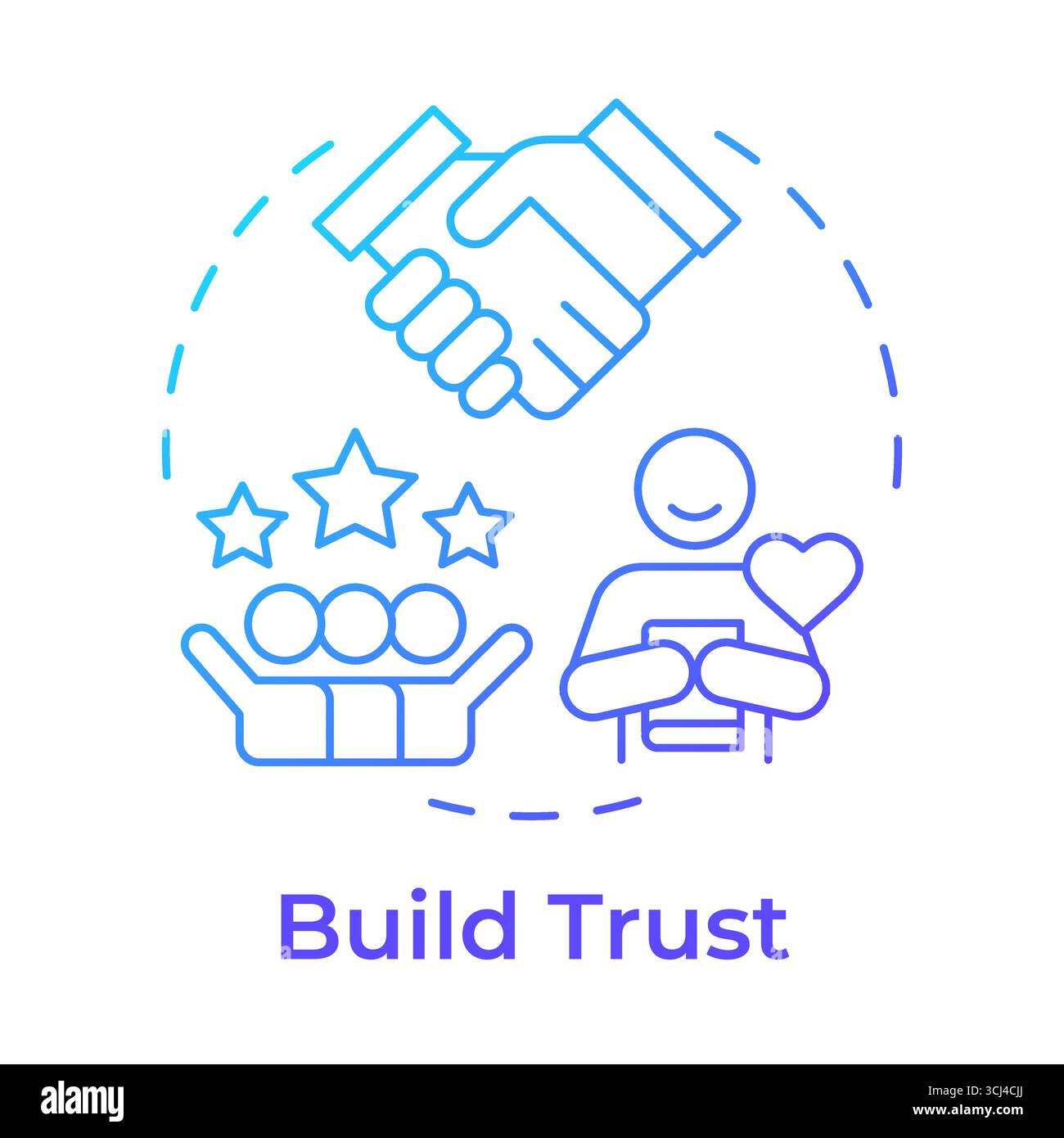 Build trust blue gradient concept icon Stock Vector