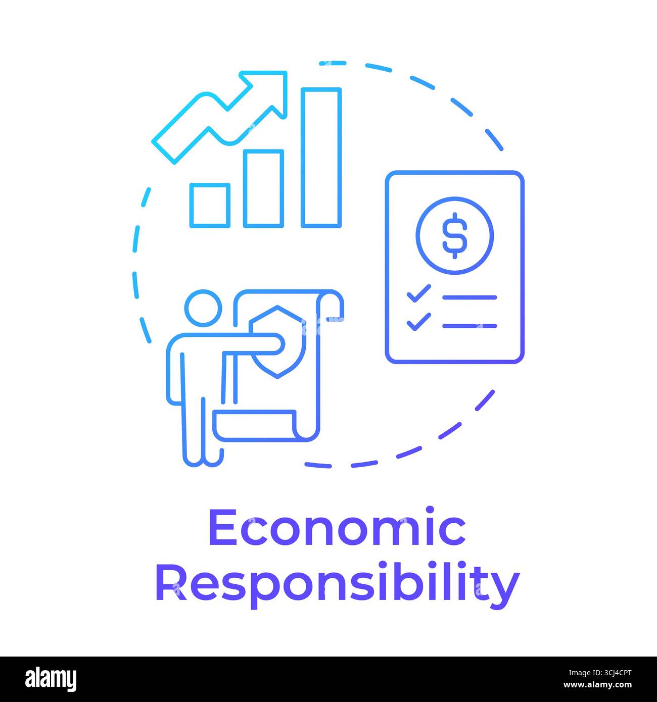 Economic responsibility blue gradient concept icon Stock Vector