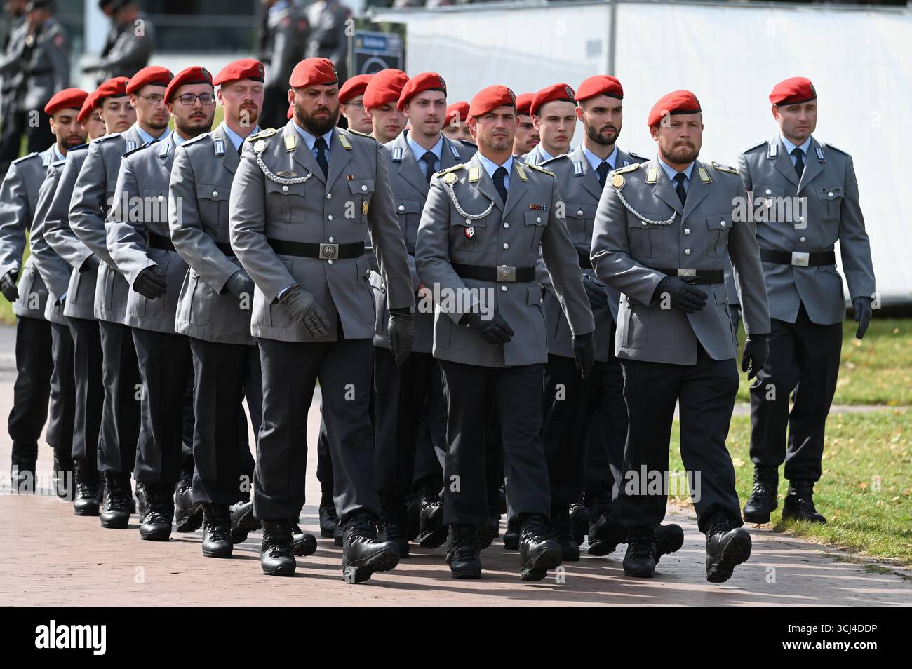 Soldiers march in for the oath of allegiance. Solemn oath of allegiance ...