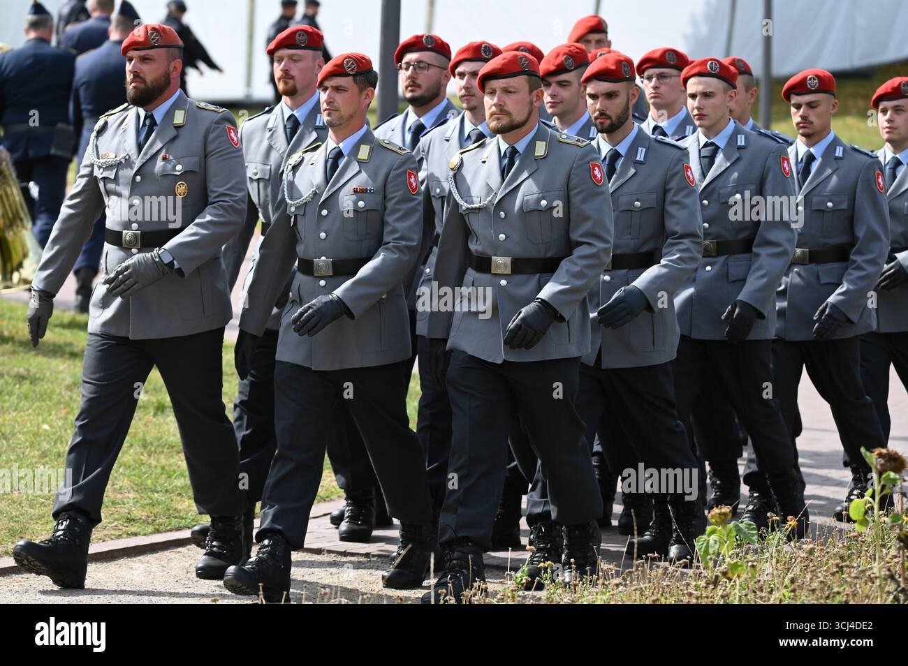 Soldiers march in for the oath of allegiance. Solemn oath of allegiance ...