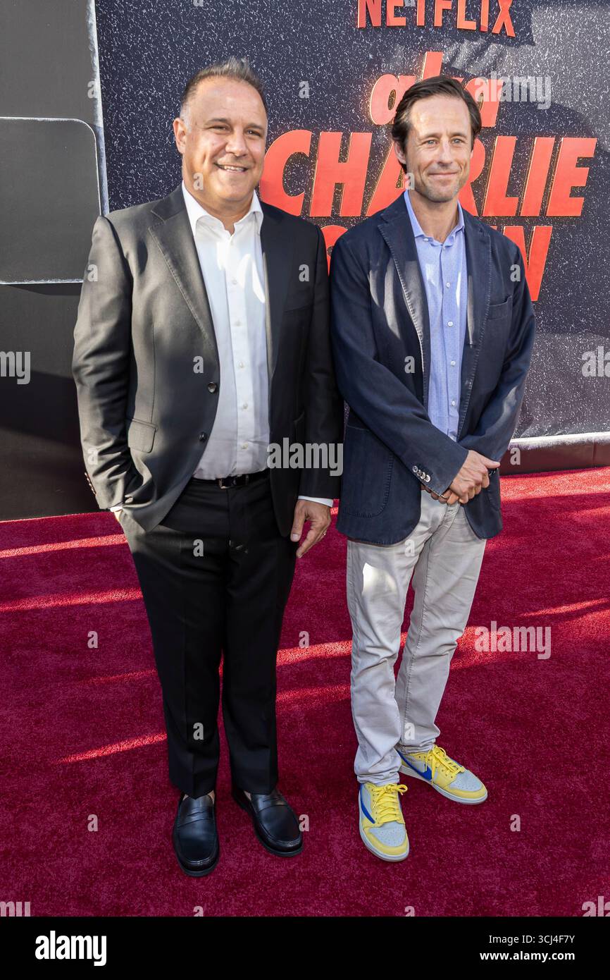 Jon Weinbach and Jesse Sisgold attend the arrivals of Netflix’s “aka ...