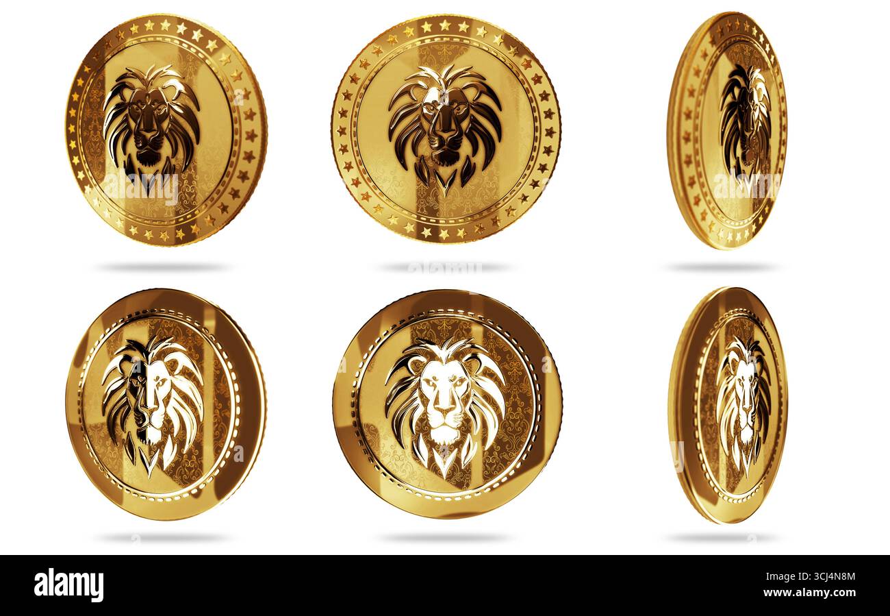 Lion on gold coin Cut Out Stock Images & Pictures - Alamy