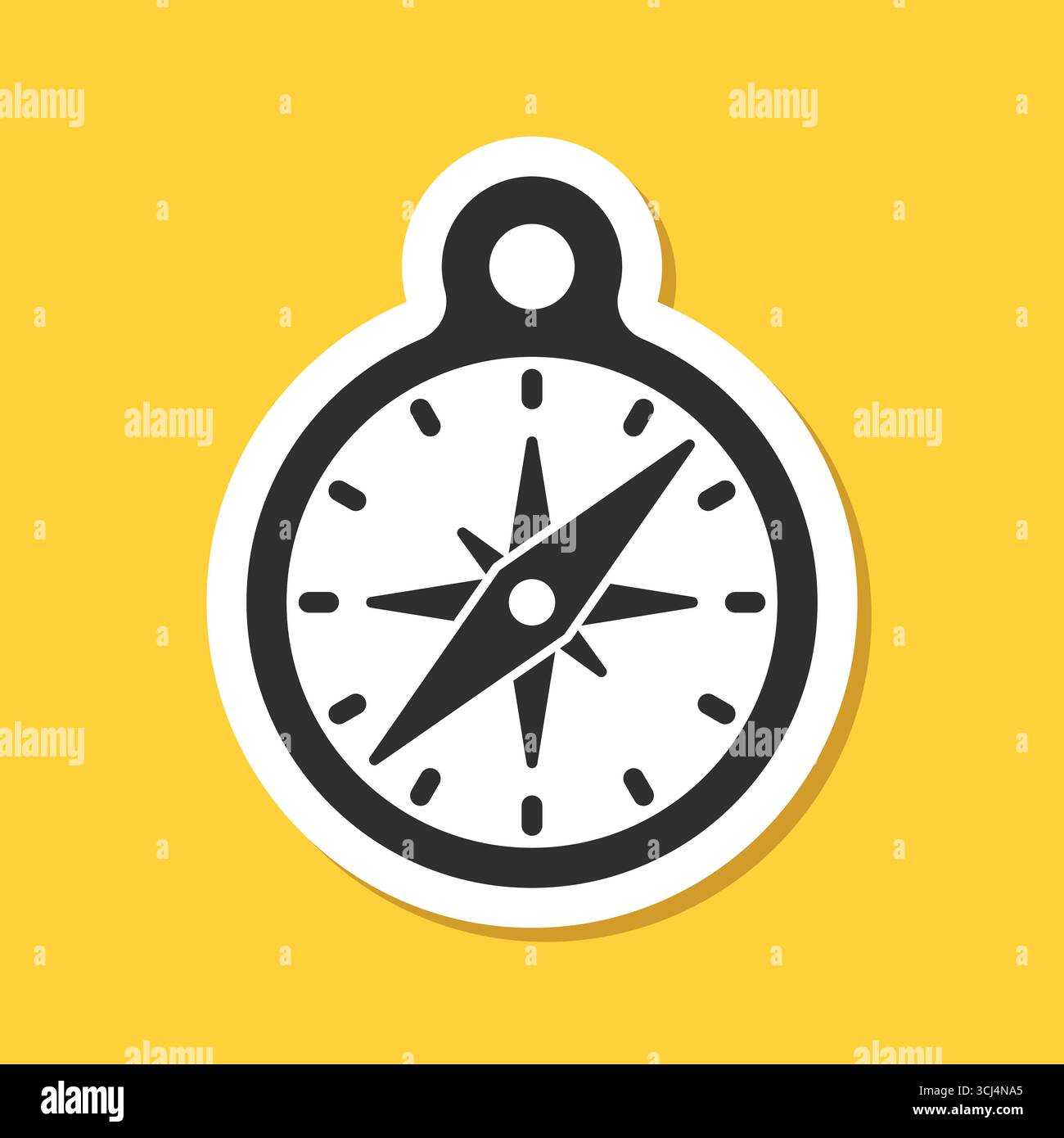 Compass sticker icon in flat style. Navigation equipment vector ...