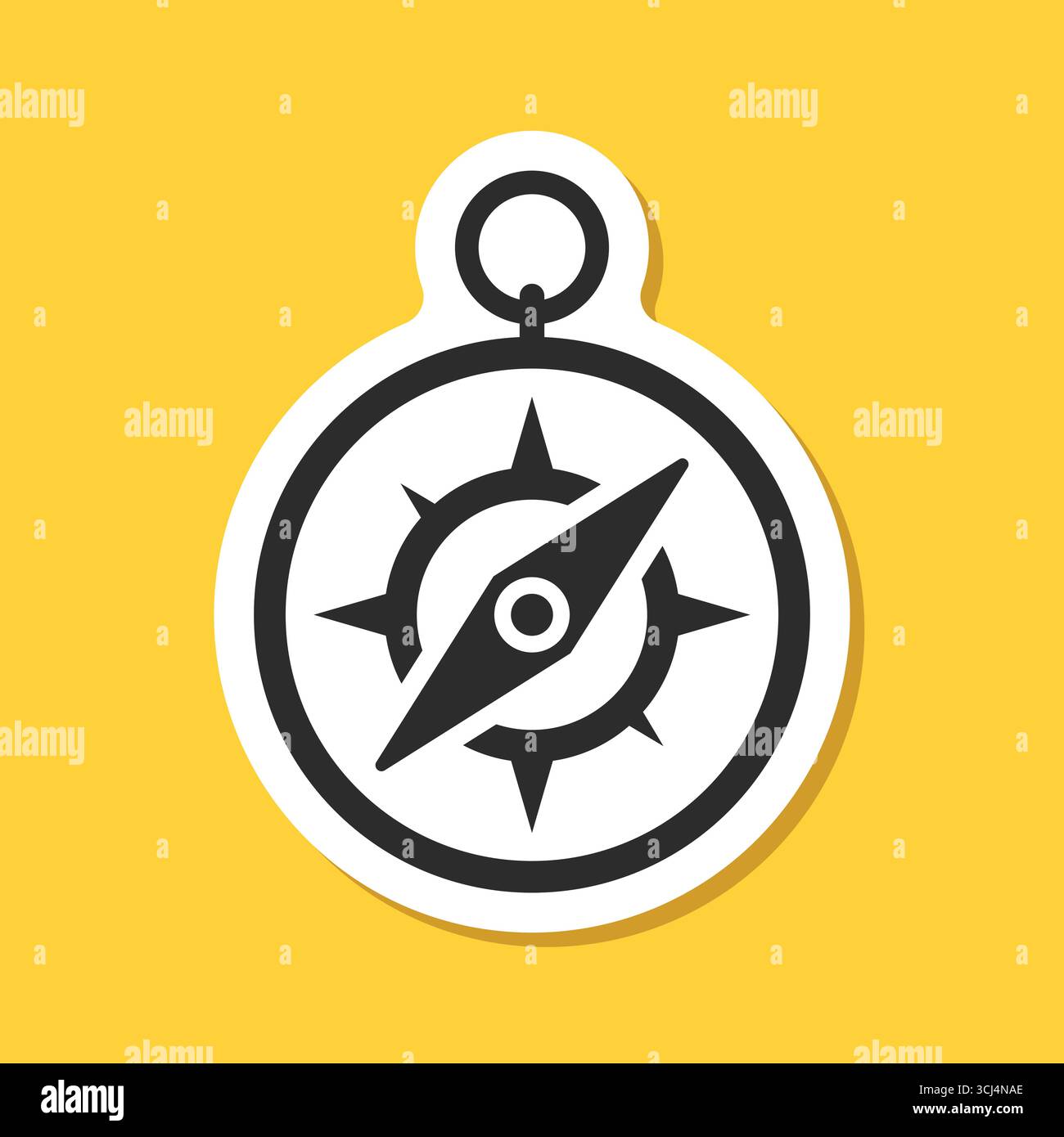 Compass sticker icon in flat style. Navigation equipment vector ...