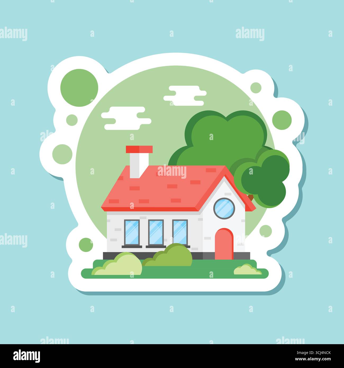 House icon sticker in flat style. Home vector illustration on isolated ...