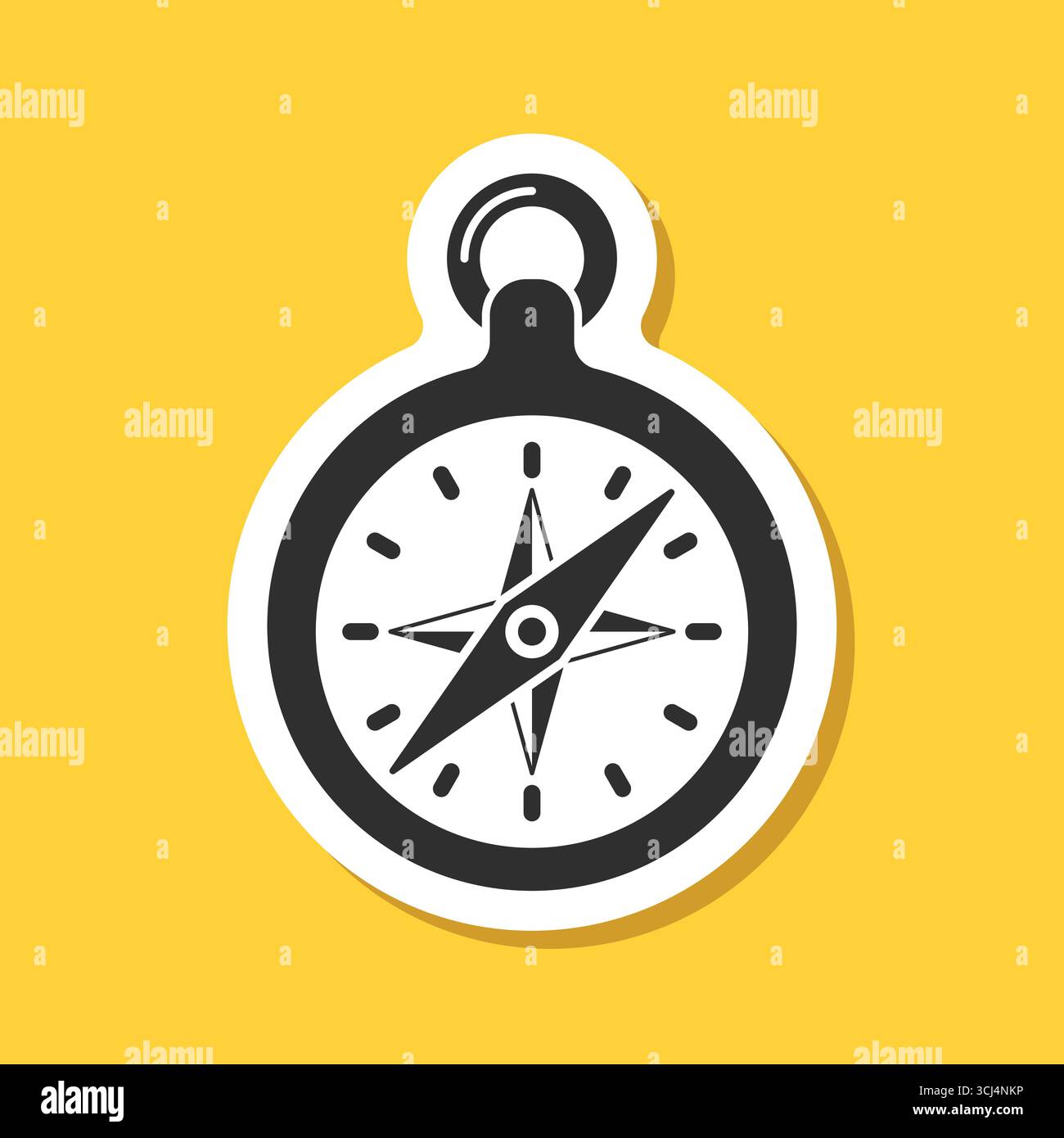 Compass sticker icon in flat style. Navigation equipment vector ...