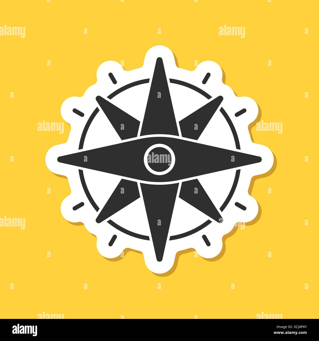 Compass sticker icon in flat style. Navigation equipment vector ...
