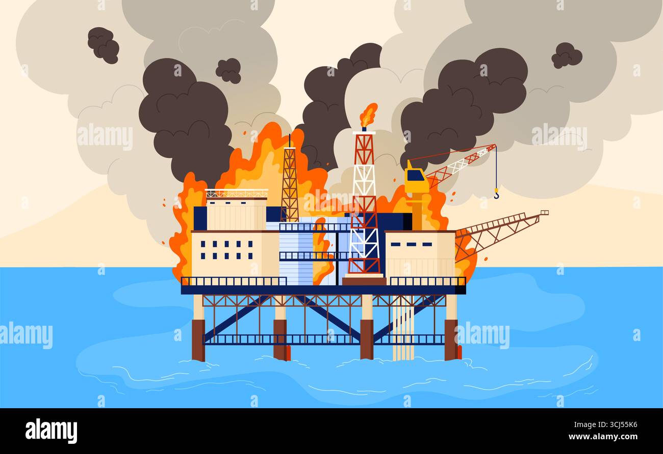 Drilling rig explosion Stock Vector Images - Alamy