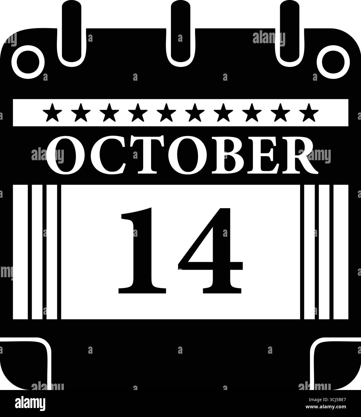 October 14 Calendar Icon – Black and White Date Graphic for Events ...