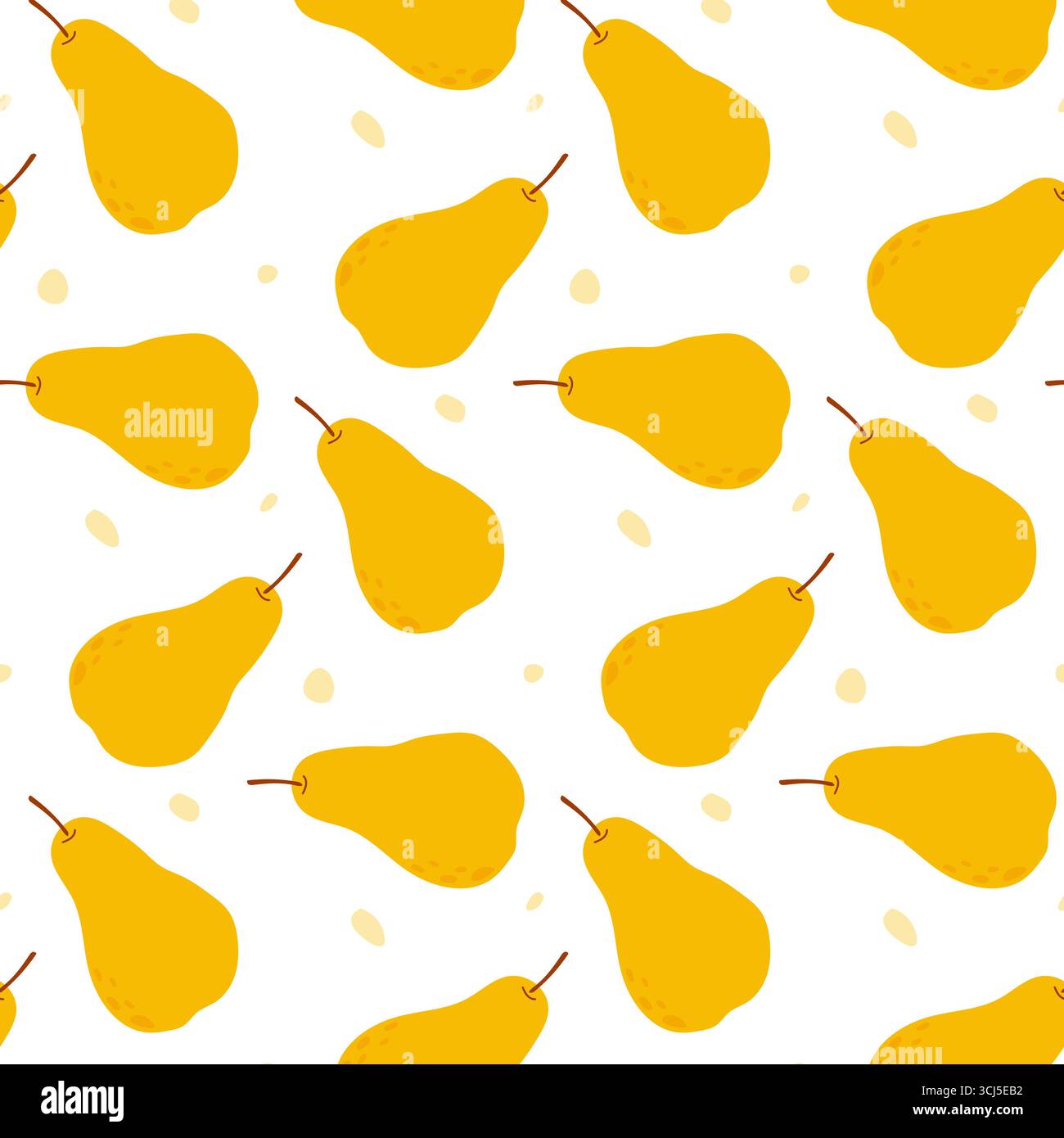 Bright yellow pears are arranged in a repeating pattern against a white background. This playful design is suitable for various creative applications Stock Vector