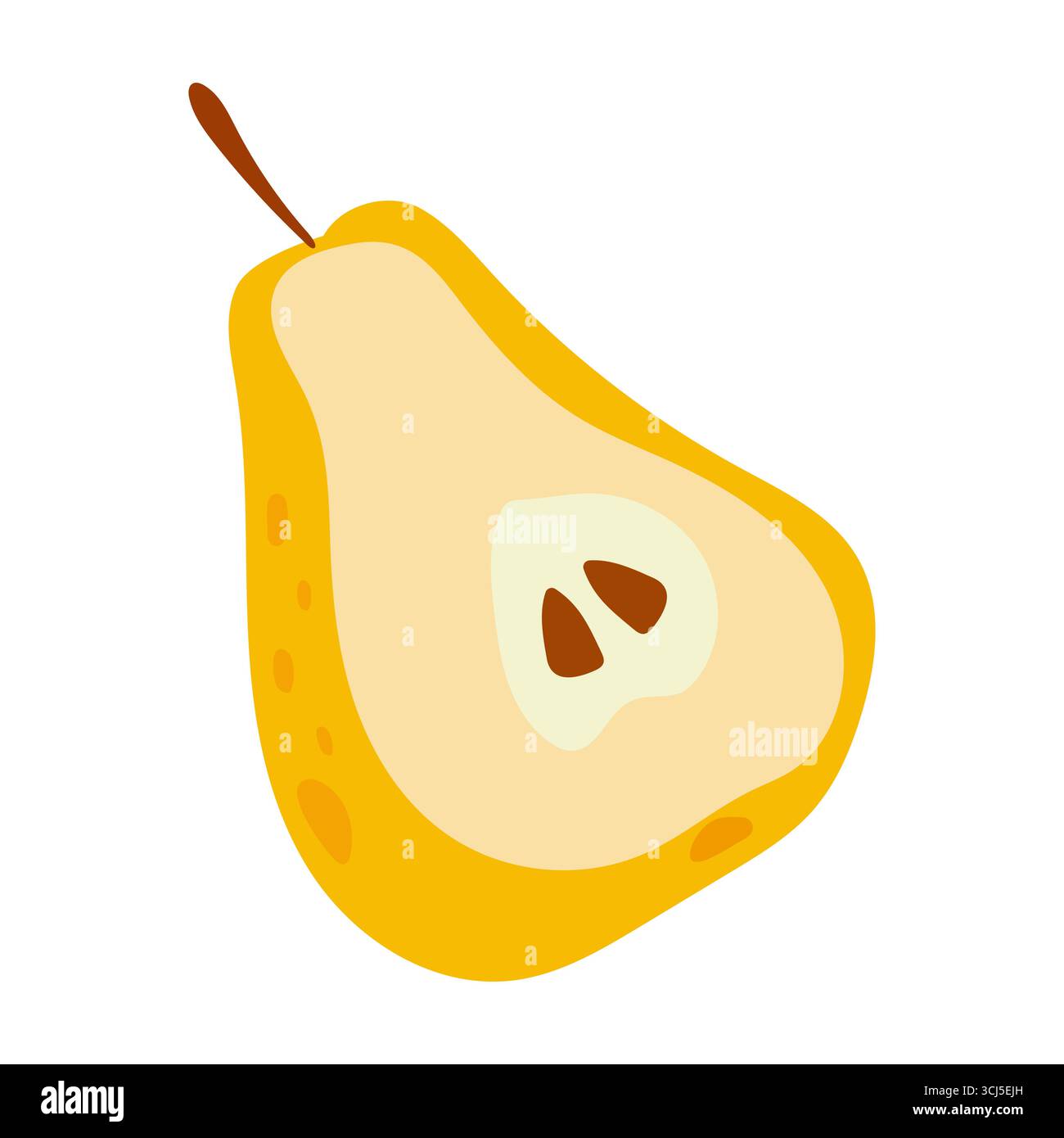 Bright yellow pear sits on a plain background, showcasing its smooth ...
