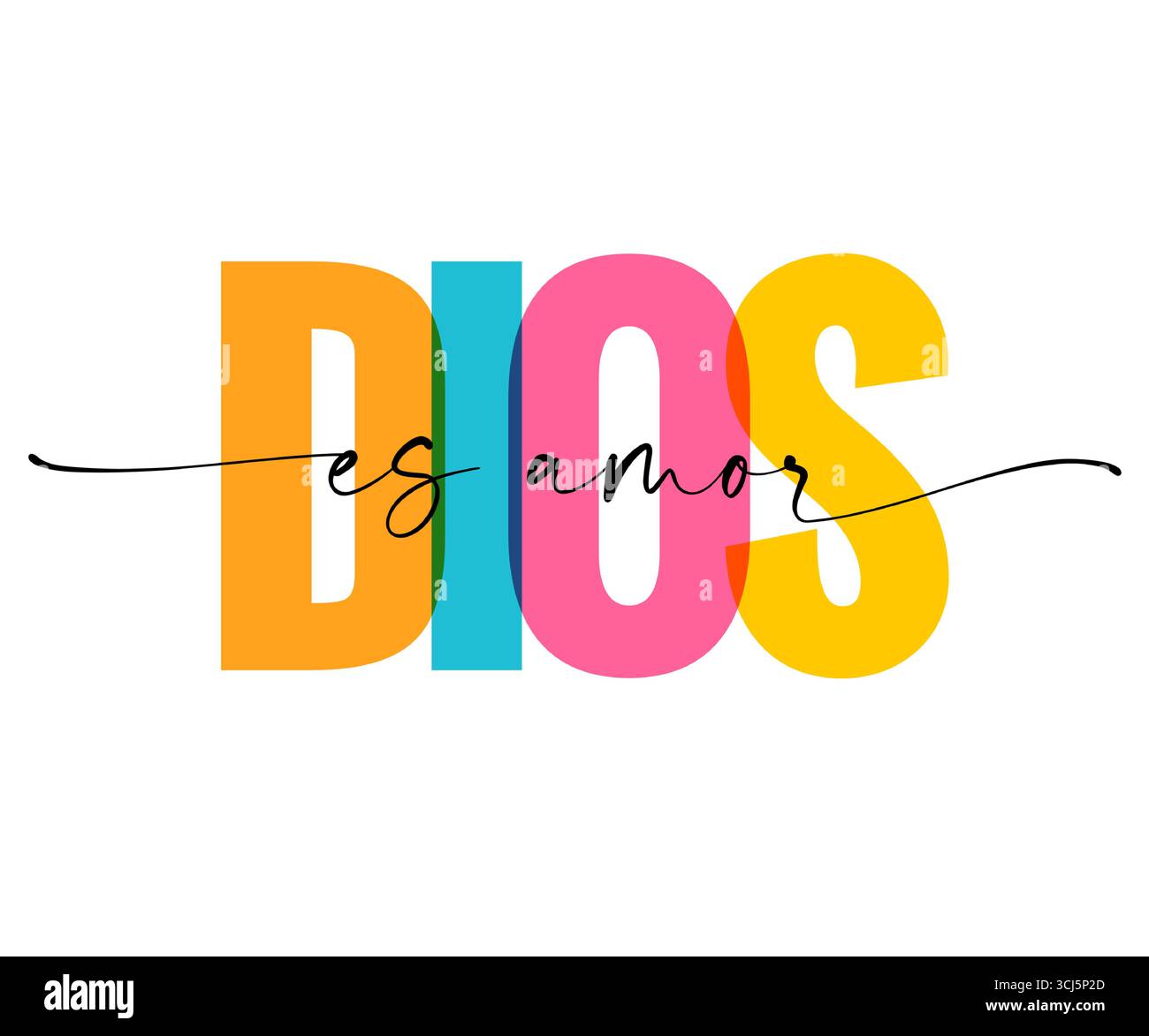 Dios Es Amor, God is love - Spanish motivational phrase design for Christian merch Stock Vector