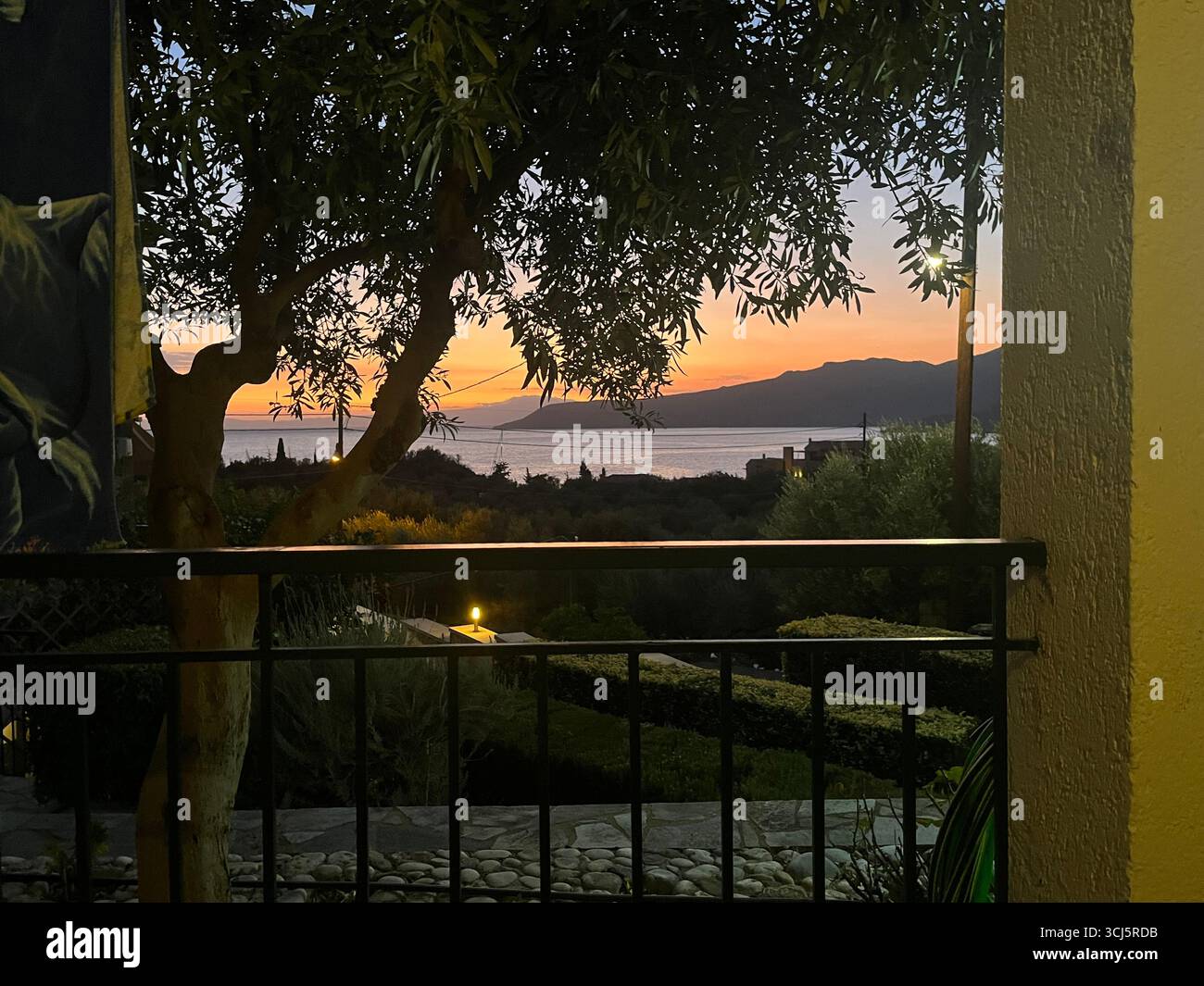 Sunset in Kardamyli, Greece Stock Photo