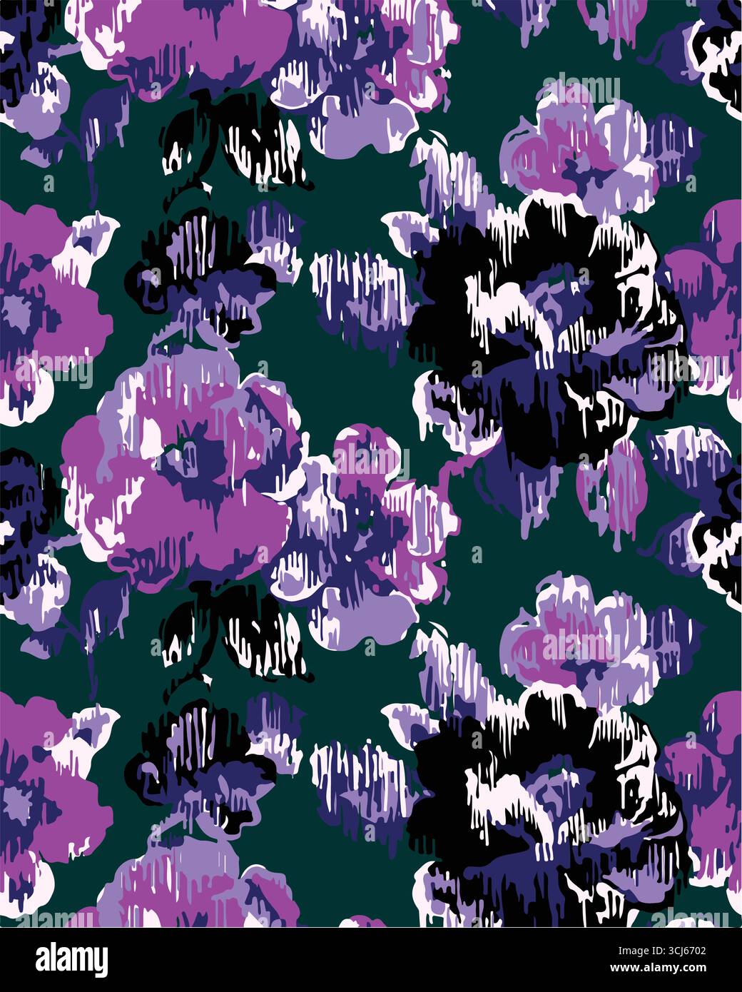 Big flowers pattern, upscale floral pattern. graphical textures floral, trendy colors pattern , flowers background with leaves. vector illustration. Stock Vector