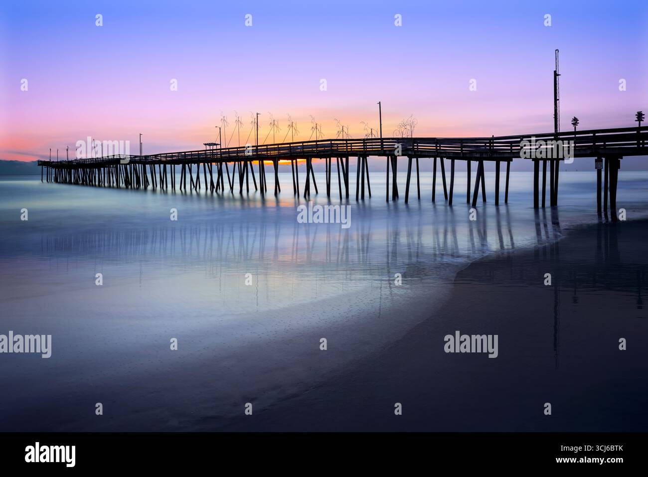 Virginia Beach Pier Sunrise Stock Photo