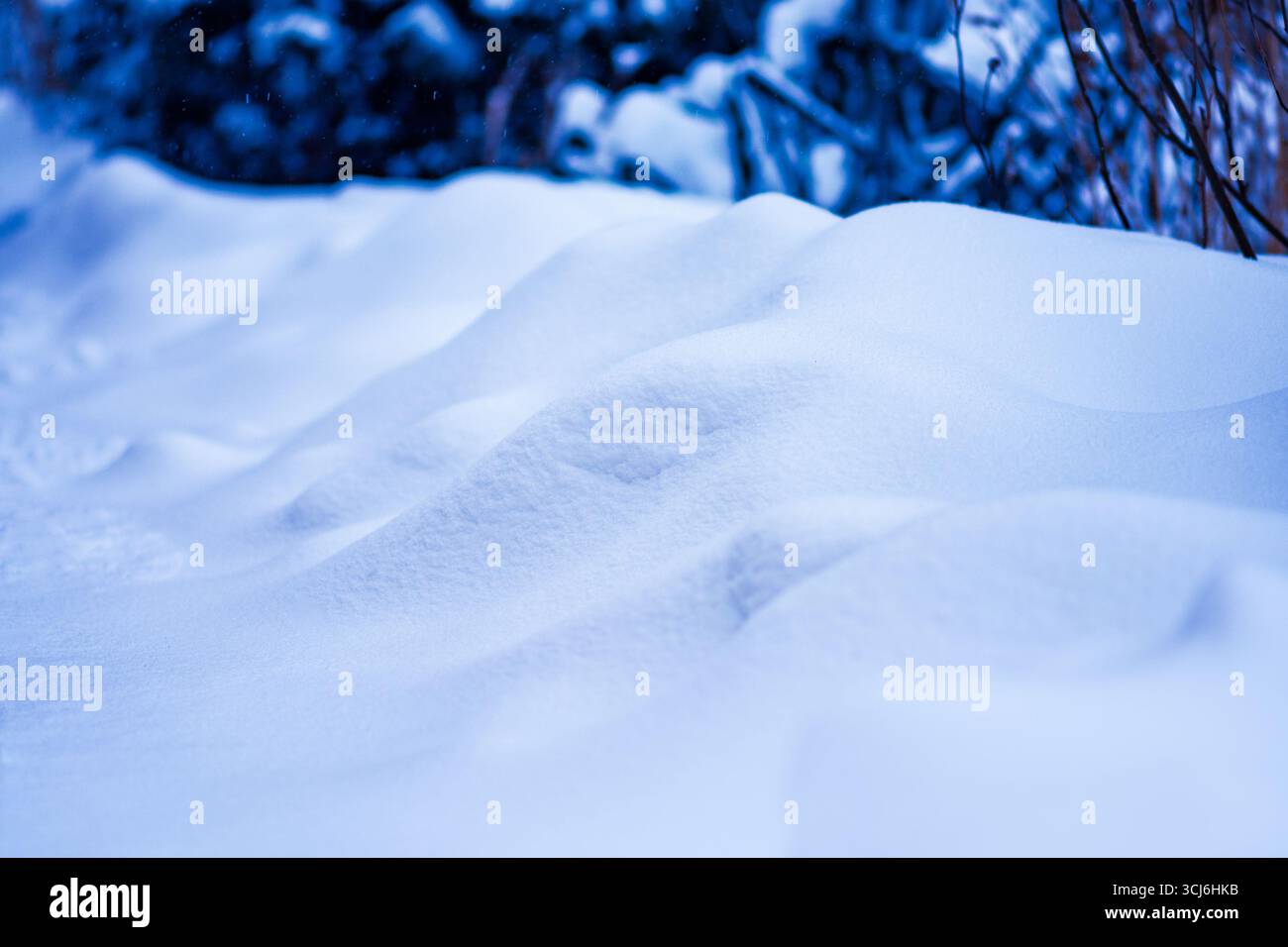 Snow texture with perspective. Winter snowy landscape. Stock Photo