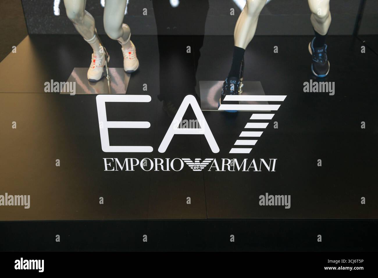 logo Emporio Giorgio Armani, high fashion store, with elegance and innovative design perfect for a refined style and always in step with global  style Stock Photo