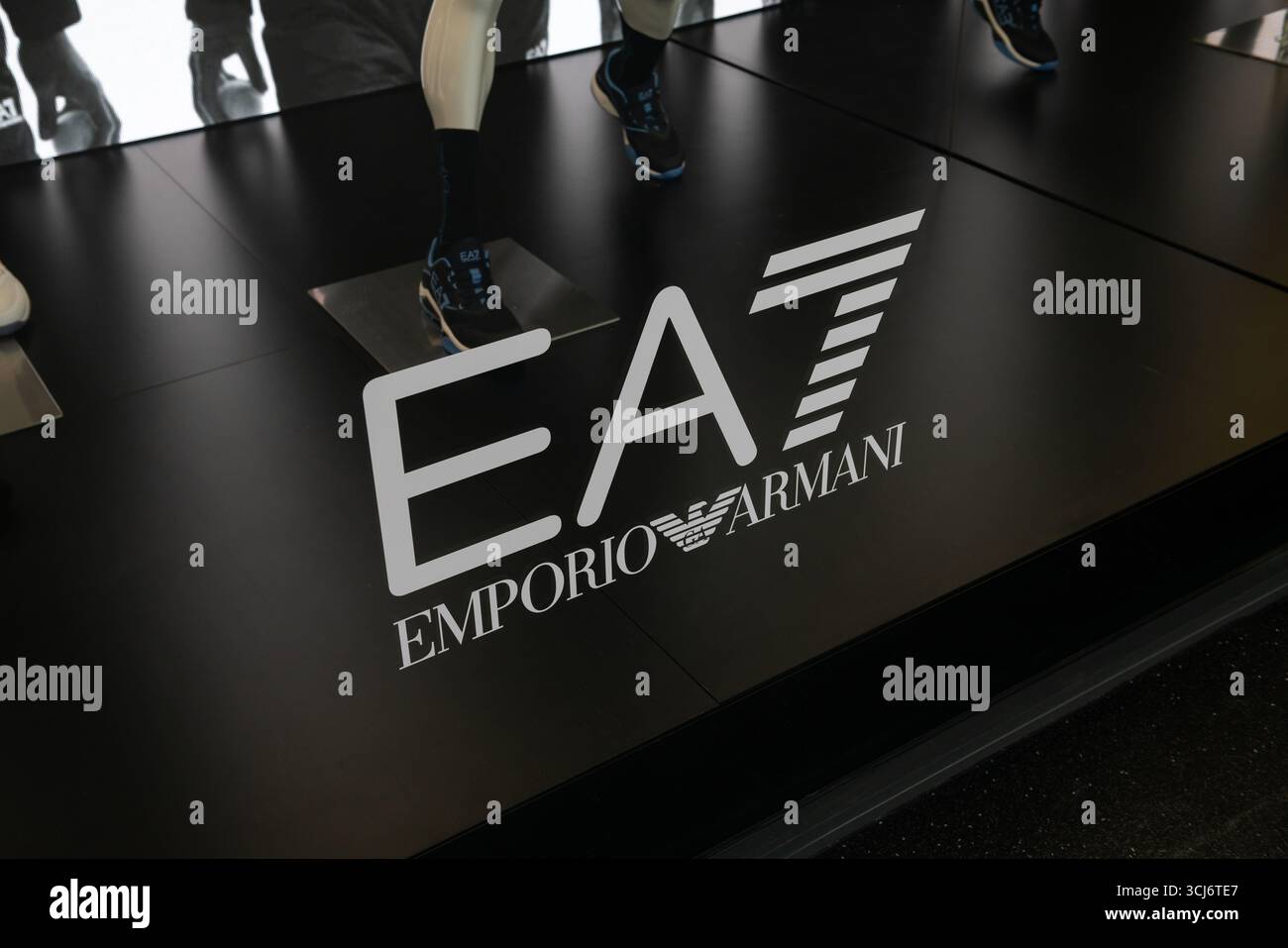 logo Emporio Giorgio Armani, high fashion store, with elegance and innovative design perfect for a refined style and always in step with global  style Stock Photo