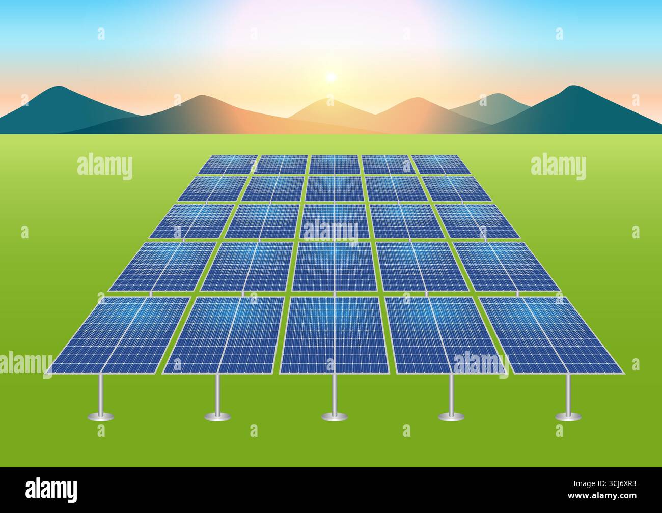 Solar Cell. Solar Panel in Field. Renewable Energy Sources. Clean and ...