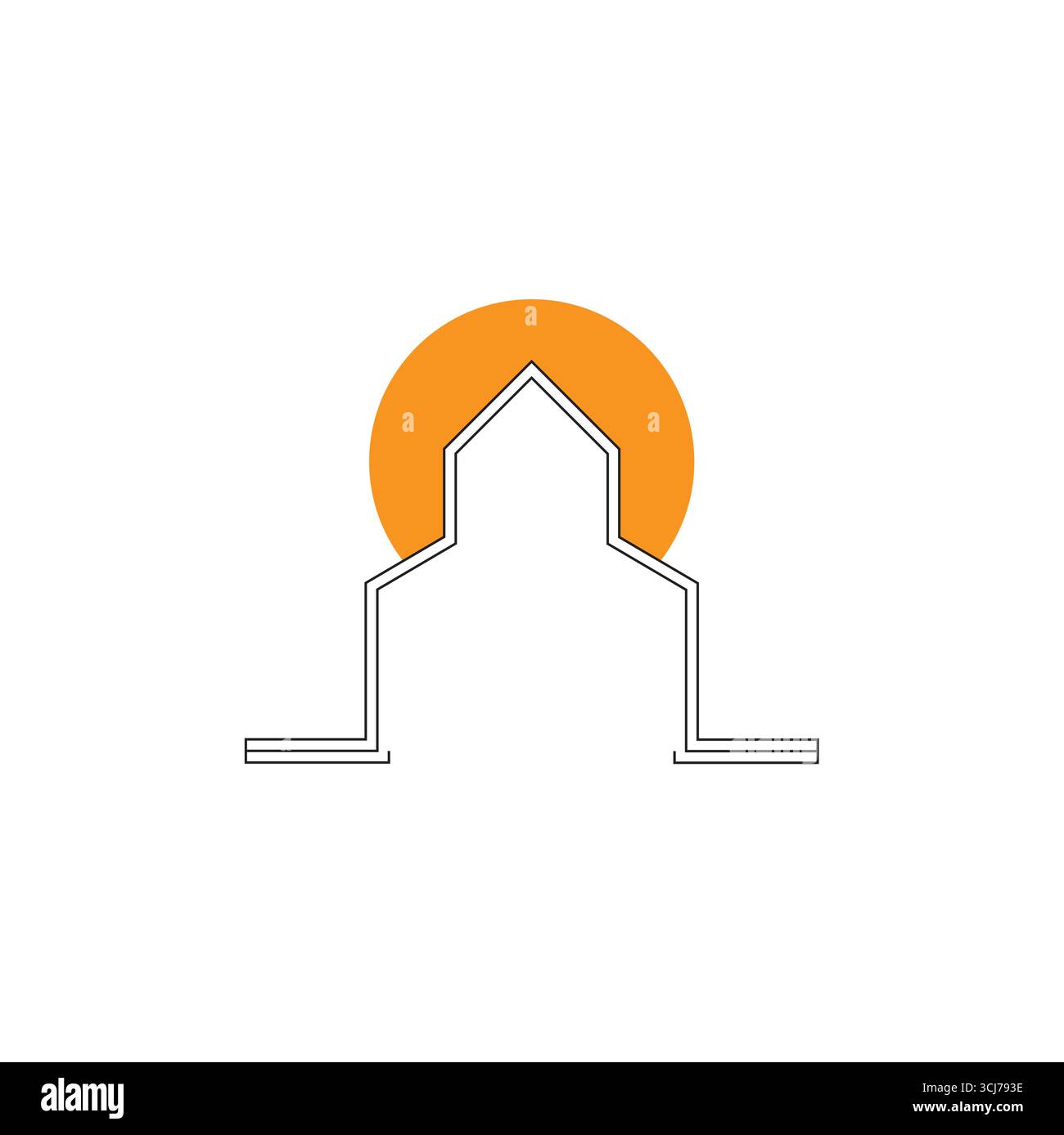Building logo design elements with unique style creative concept back sun home Stock Vector
